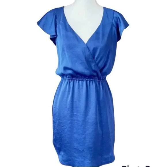 BCBGeneration Faux Wrap dress Azure Blue Size medium NWT Cocktail Minidress - Picture 2 of 12